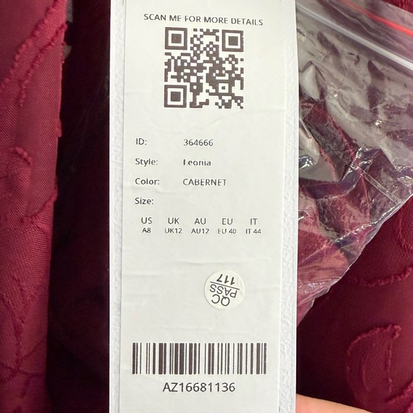 Azazie Burgundy Square-Neck Long Sleeve Maxi Dress with Slit - Picture 4 of 5